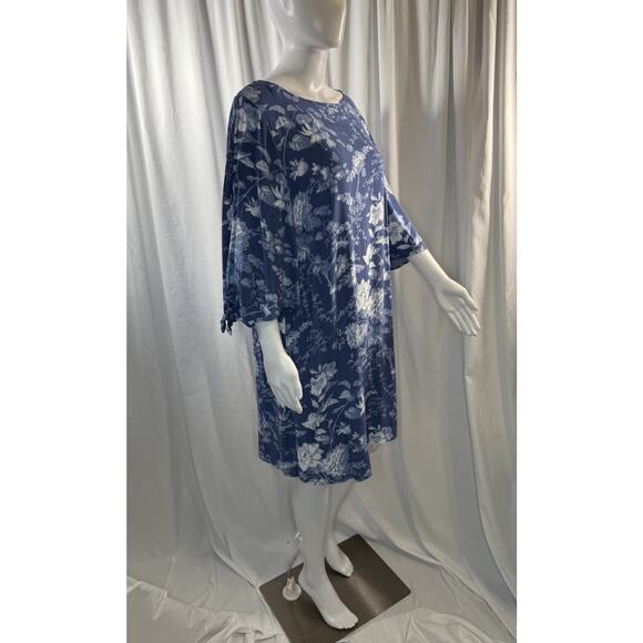 H&M Floral Tie Spilt-Sleeves Shift Dress, Blue, Sz: 12, 83-16 - Picture 1 of 15